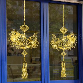 Decal trang trí tường Tết - Cá Chép Nhũ Vàng