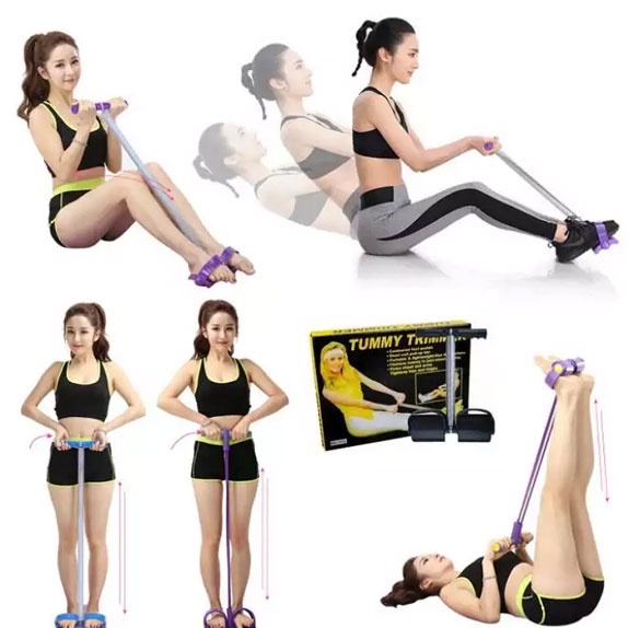 Dây kéo đàn hồi lò xo thép siêu bền Tummy trimmer, Dụng cụ thể dục tập gym cơ bụng tay eo lưng tại nhà tiện dụng