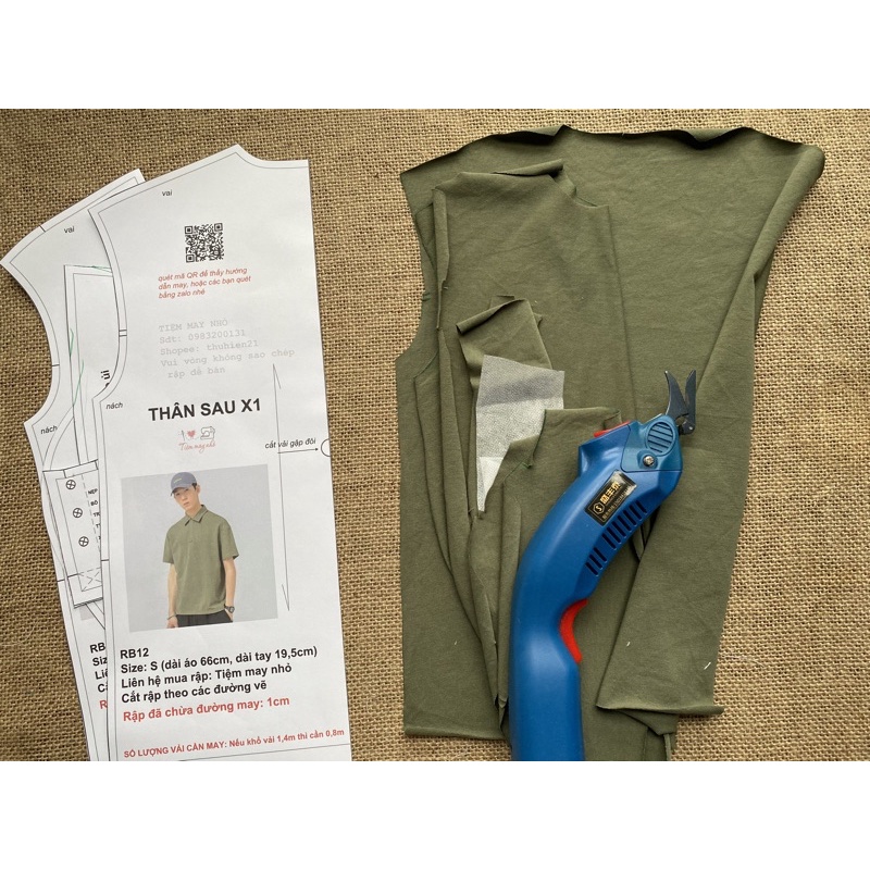 RB12_Rập giấy may áo polo nam form vai trễ