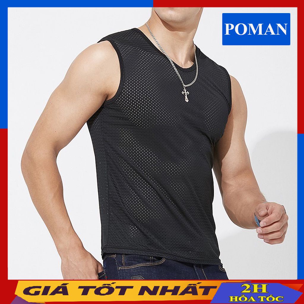 Áo 3 lỗ nam thông hơi thể thao, áo 3 lỗ sát nách tập gym thông hơi A3L01 - POMAN
