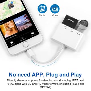 3 in 1 Lightening to USB Memory Card SD/TF Micro SD Card Reader for iPhone iPad