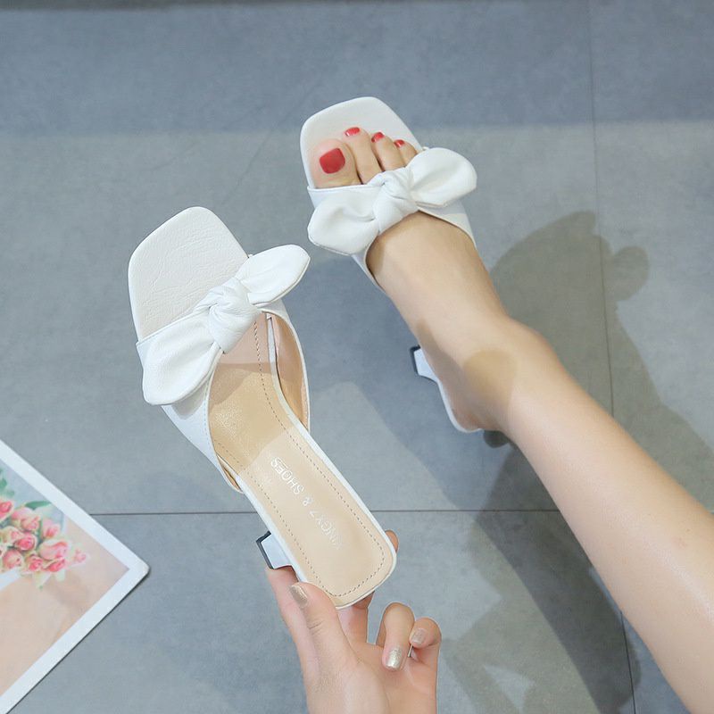 Guốc cao gót nữ quai nơ cao 6 cm mã GO06