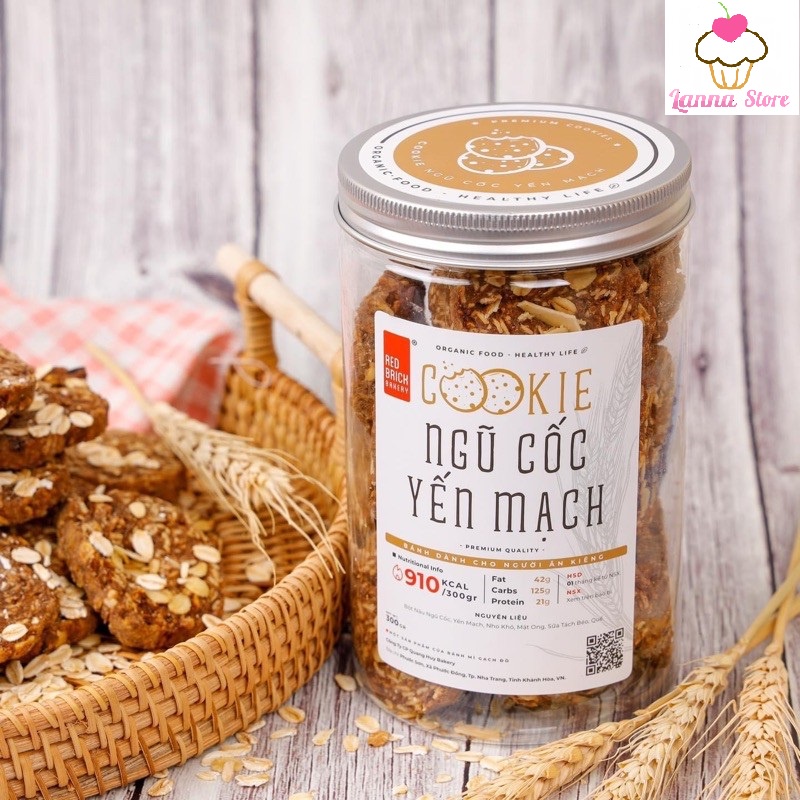 [Ăn Kiêng] Bánh Cookie Yến Mạch Hộp 250g - Thương Hiệu Gạch Đỏ