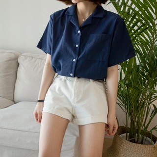 Áo Sơ Mi cổ V ulzzang sẵn be