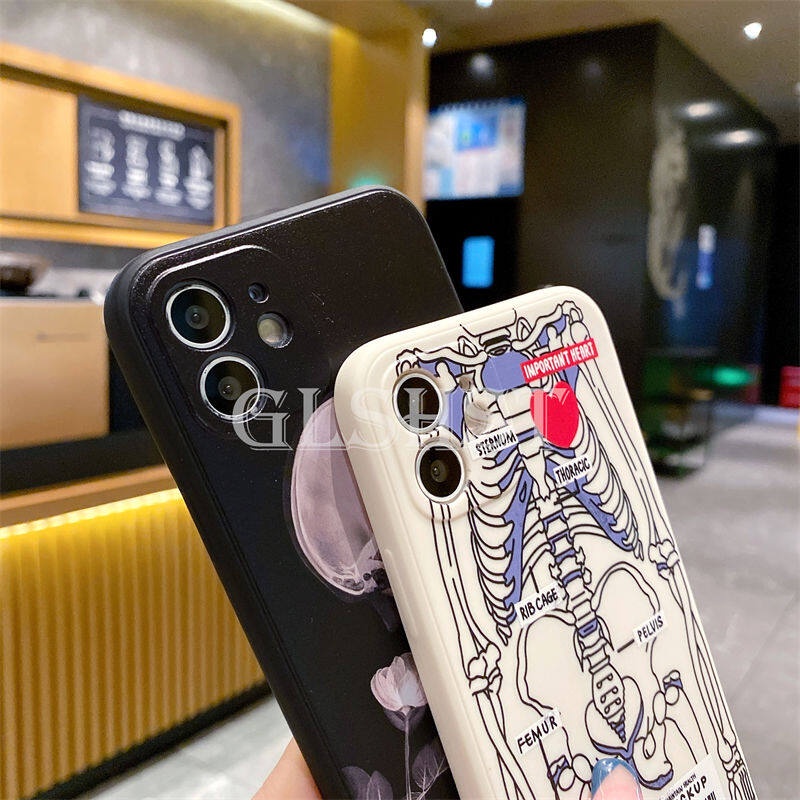 Ốp Điện Thoại TPU Silicon Mềm Hình Bộ Xương Thời Trang Cho iPhone 13 11 12 Pro Max X XS XR XSMAX 8 7 6 6S Plus 13 12 Mini