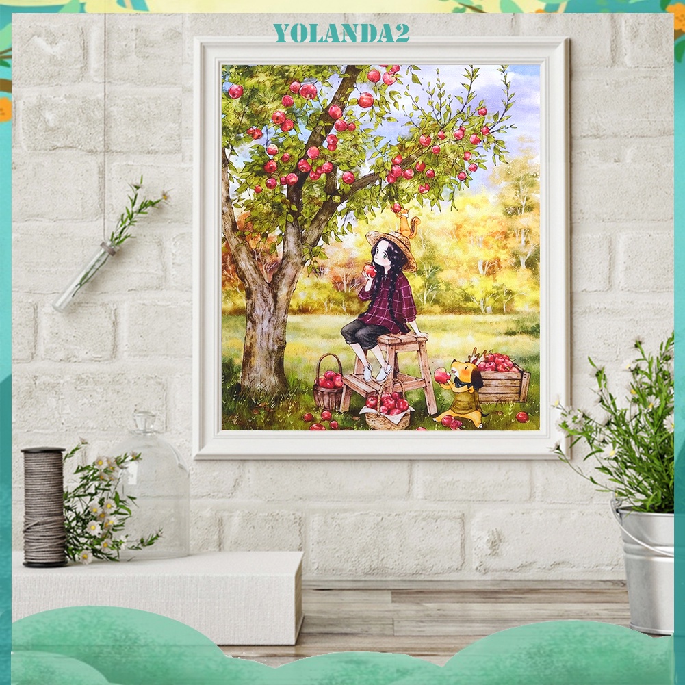 Tranh thêu chữ thập hình cây táo 11ct kèm phụ kiện