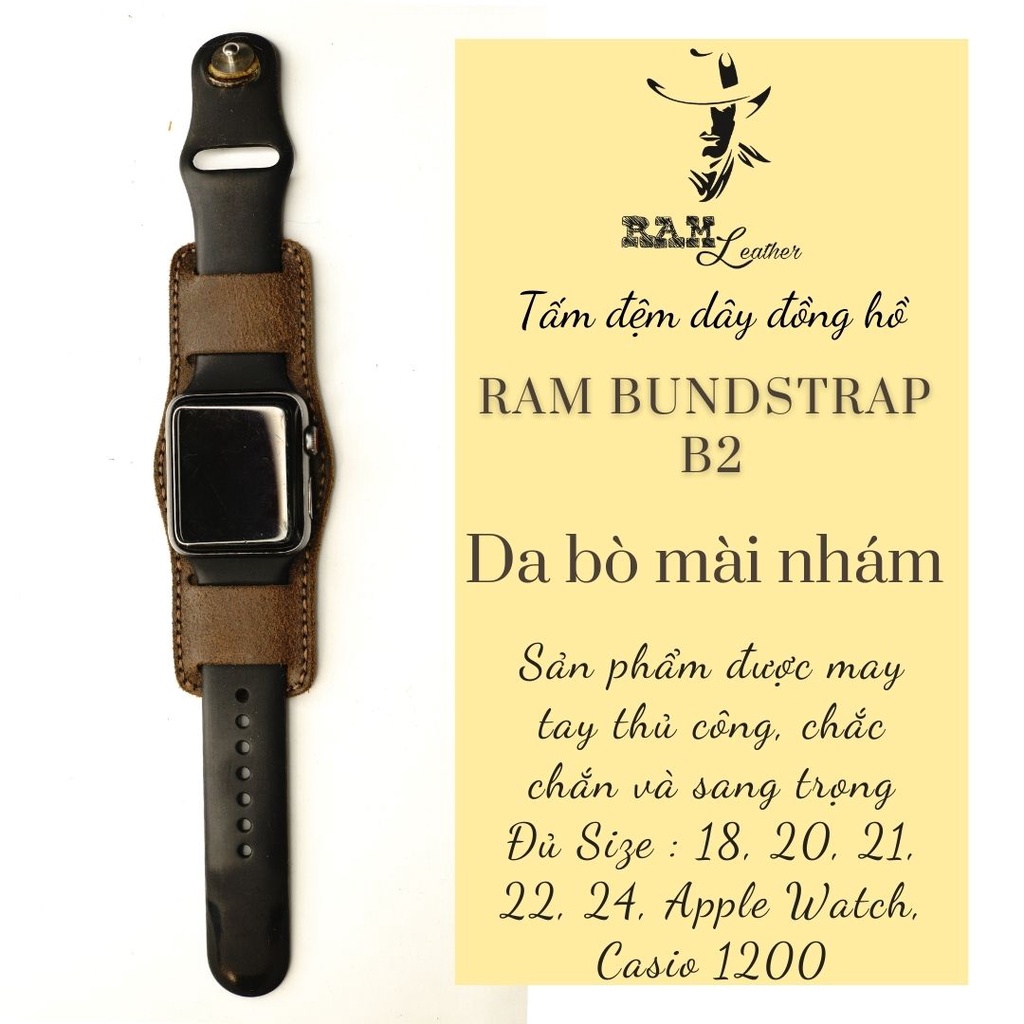 Tấm Đệm Dây đồng hồ Apple Watch , Iwatch , Iphone Watch Chống Mồ Hôi Da Bò Kiểu Quân Đội RAM Leather B2  Bền Đẹp