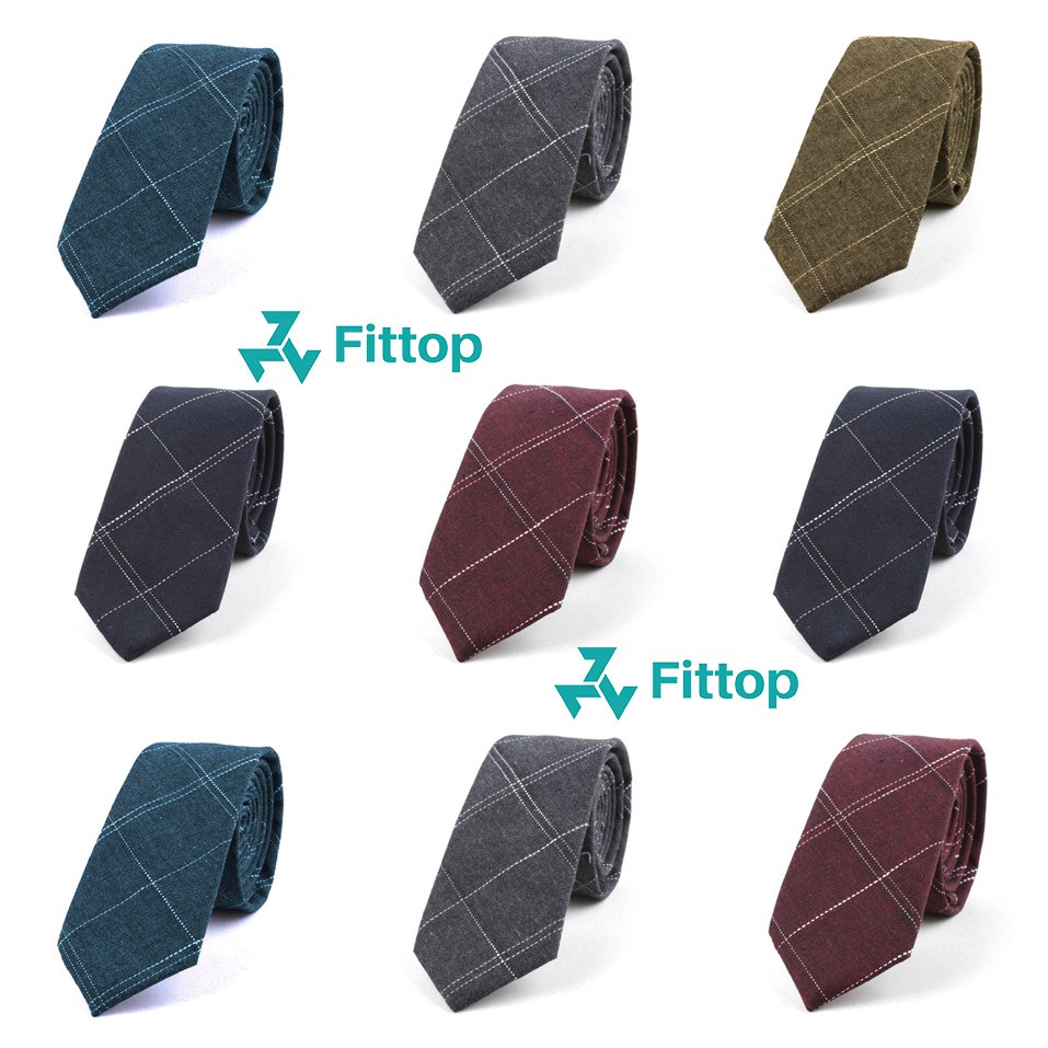 Cà Vạt Vải Cotton Sọc, Sang Trọng 6cm FITTOP CAVAT-090