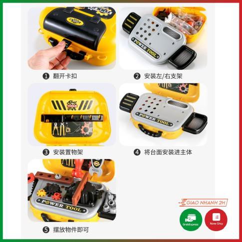 Bộ đồ chơi dụng cụ cơ khí sửa chữa nhà cửa cho bé có kìm, búa, vít, khoan ... kèm vali đựng đồ chơi hướng nghiệp