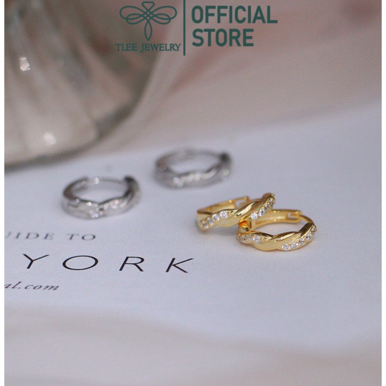 Khuyên tai bạc nữ TLEE tròn xoắn nạm đá cao cấp TleeJewelry B0115