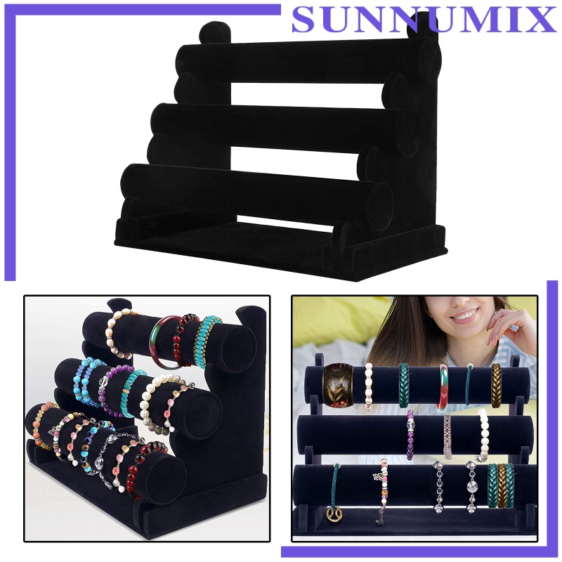 Sunnimix] Giá Đỡ Ba Tầng Bằng Nhung Trưng Bày Trang Sức Vòng Tay / Dây Buộc