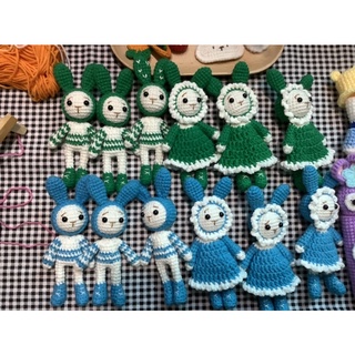 HANDMADE búp bê thỏ bằng len làm móc khoá trang trí