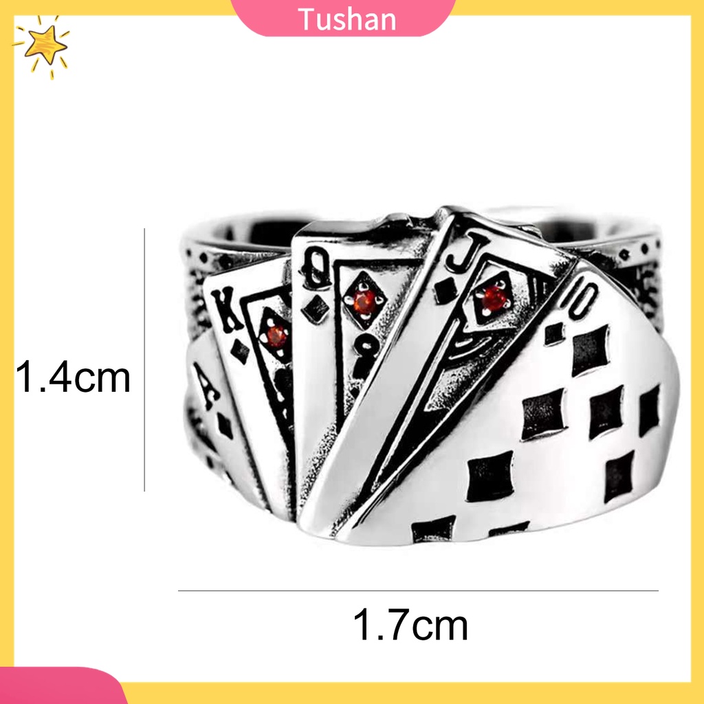 [TS] - Nhẫn Hở Khắc Lá Bài Poker Cổ Điển Có Thể Điều Chỉnh Kích Thước Cho Bữa Tiệc