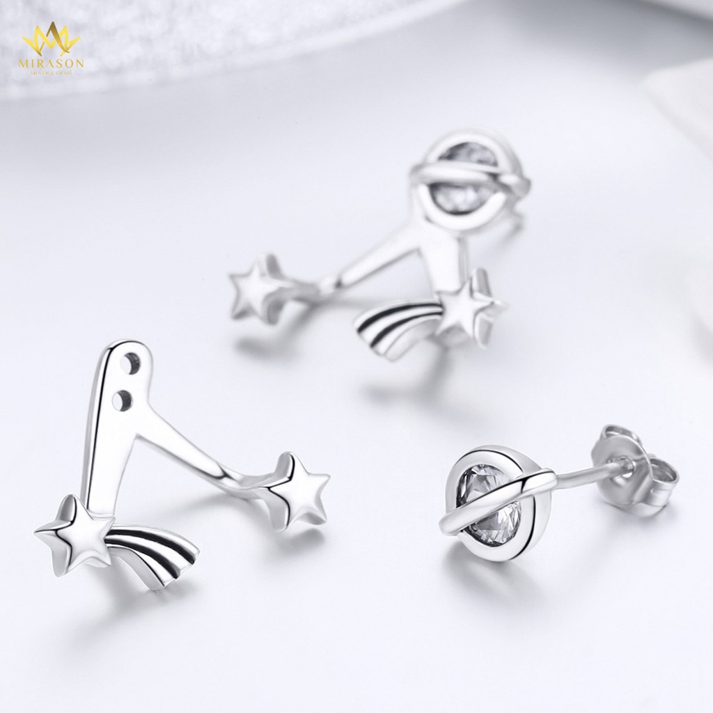Khuyên Tai Bạc Nữ MIRASON Sao Băng Nạm Đá Sáng Sang Trọng MBT139 - Bông Tai Nữ Bạc 925 Cao Cấp