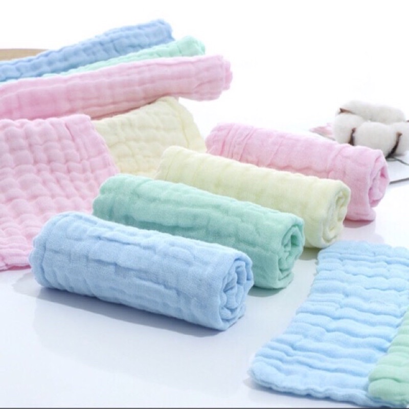 Khăn sữa màu 6 lớp kích thước 30x30cm