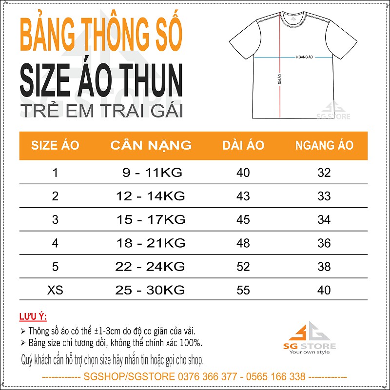 Áo thun in tên riêng của bé - Áo thun cotton 4 chiều - Từ 9-30kg | SGSHOP