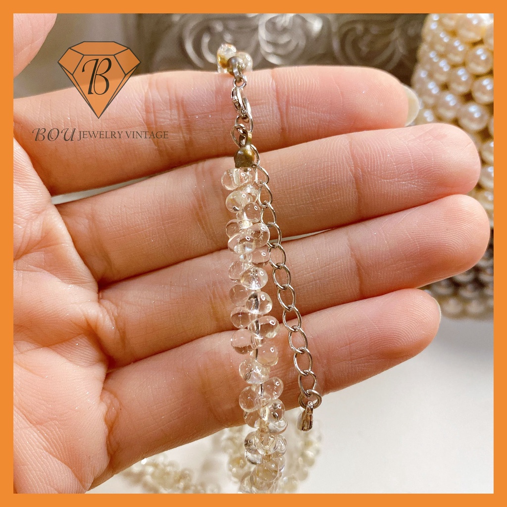 VÒNG CỔ ĐÁ TRẮNG SECONDHAND TRANG SỨC SI NHẬT BẢN BOU JEWELRY VINTAGE MÃ VC336