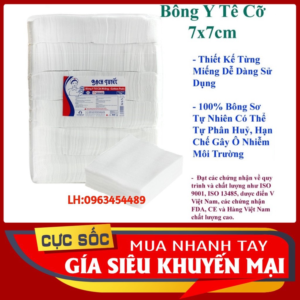 Bông Bạch Tuyết cắt miếng vệ sinh cho bé 10x10 cm