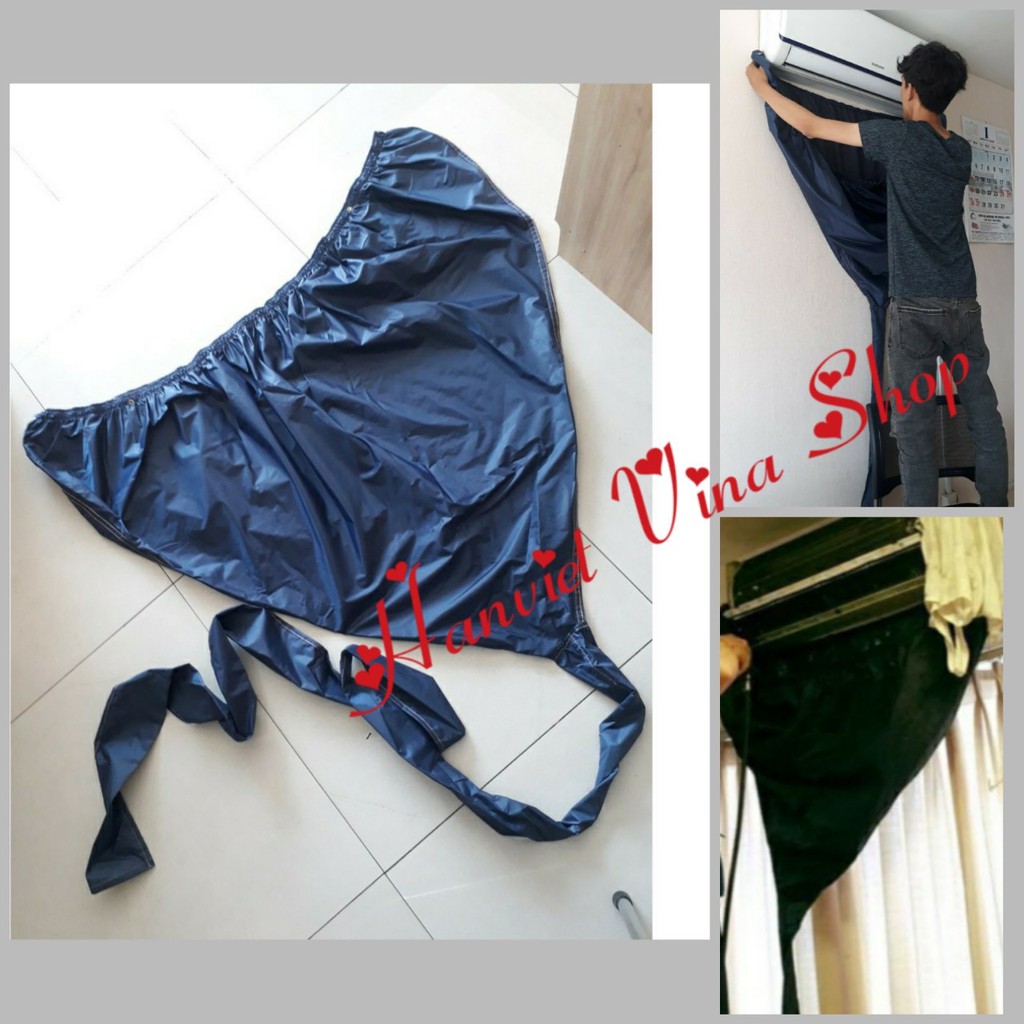 Áo vệ sinh máy lạnh có đuôi, giá rẻ siêu sốc - Xanh đen - kèm 2 dây sỏ