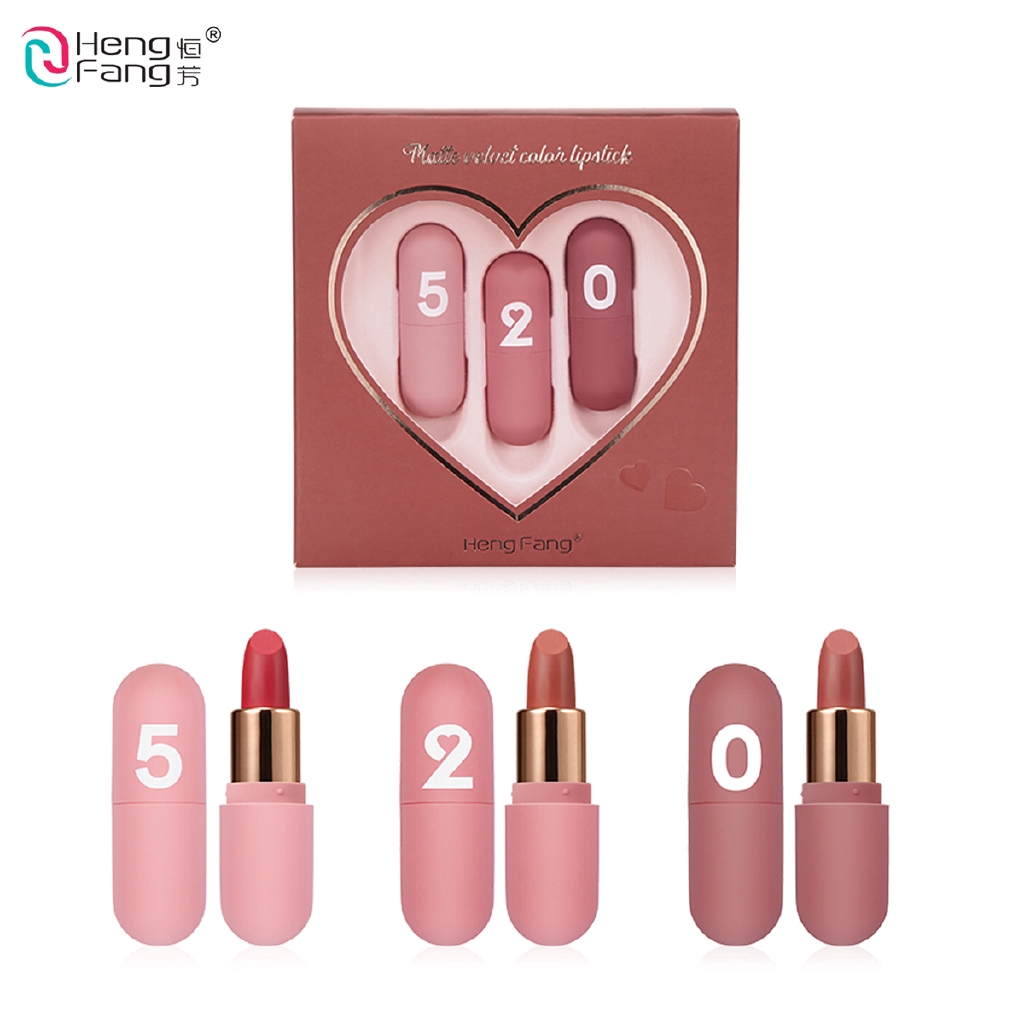 Set 3 Son Môi HengFang H144 Hình Viên Con Nhộng Độc Đáo 1.5gx3