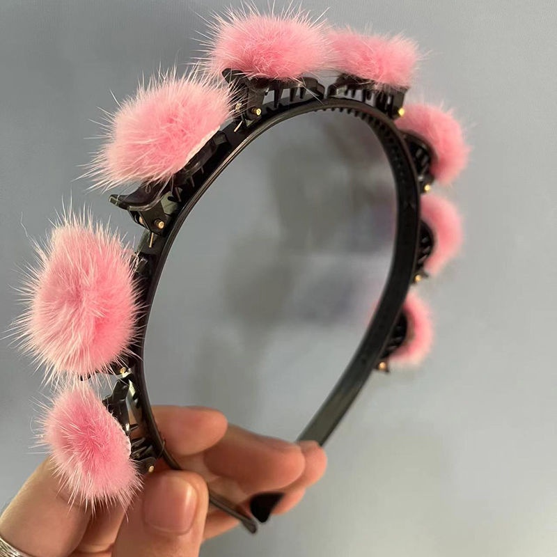 Băng Đô Cài Tóc Đính Bóng Lông Thời Trang Hàn Quốc Cho Nữ