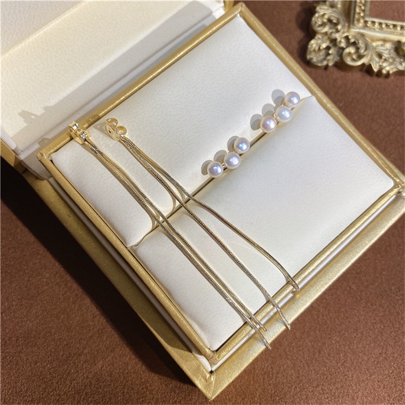 2022 S925 Bông Tai Bạc Một Phong Cách Tua Rua Đính Ngọc Trai