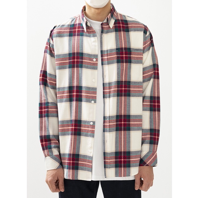 OWL BRAND® FLANNEL SHIRT - Áo sơ mi nam tay dài kẻ sọc / Đỏ