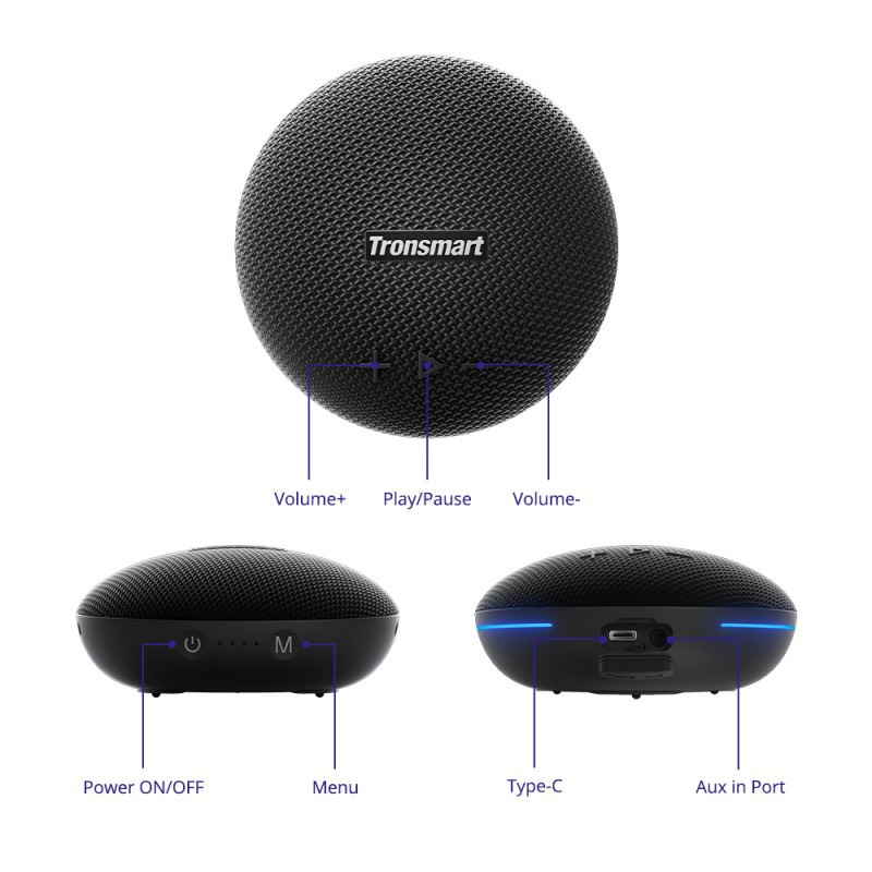 Loa Bluetooth 5.0 Tronsmart Splash 1 Tích Hợp Đèn LED Chống Nước IPX7 Công Suất 15W Công Nghệ Âm thanh SoundPulse TWS