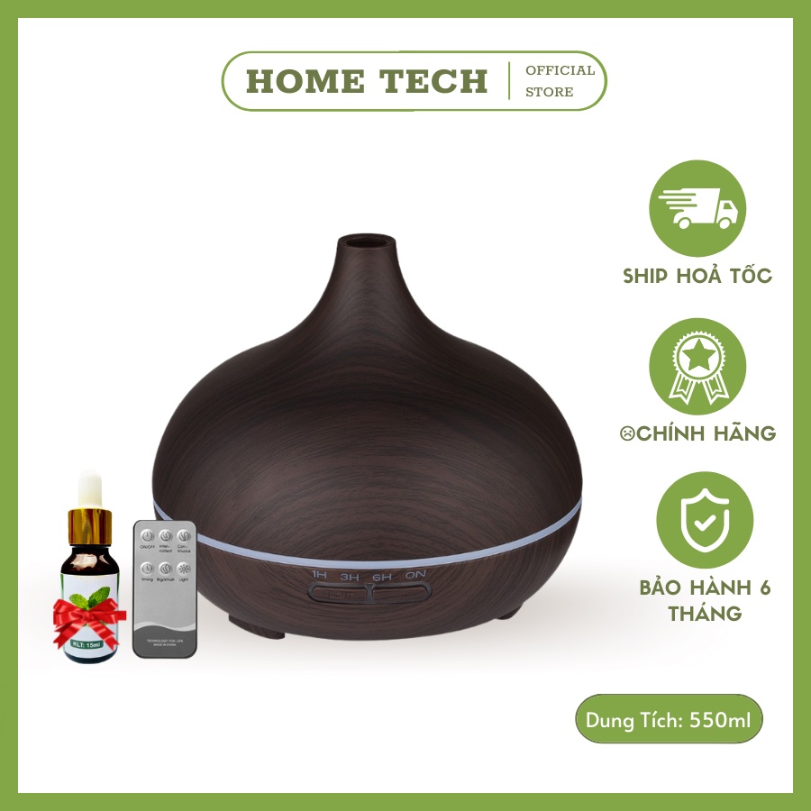 Máy Xông Tinh Dầu Khuếch Tán Phun Sương Toả Hương Phòng Ngủ Cổ Cao 550ML Tặng Kèm Tinh Dầu ,Remote Xông Phòng Khử Khuẩn