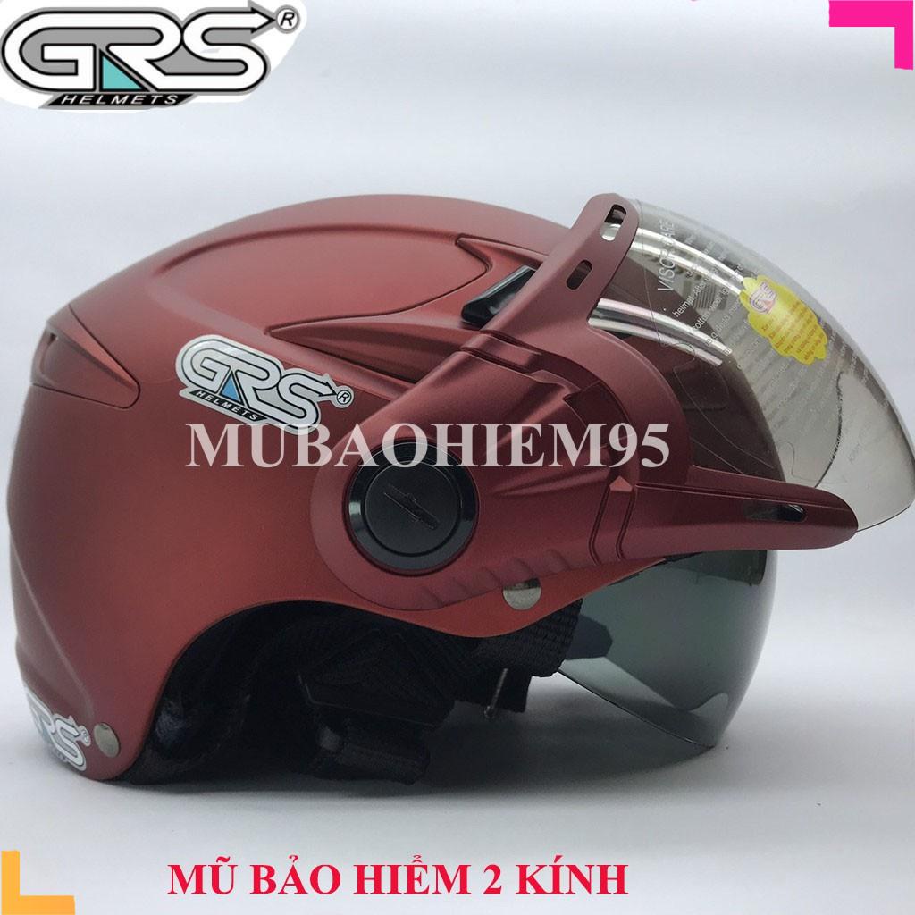 ♥️ Shop Uy Tín ♥️ Mũ bảo hiểm nửa đầu 2 kính GRS tháo lót, 1 kính âm gạt lên được