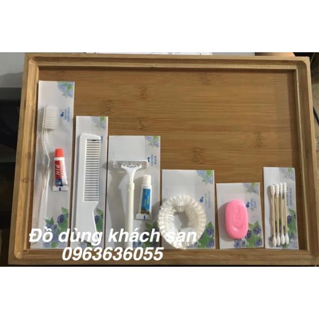 [1 gói lớn] 100 chụp tóc túi hoa xanh dùng một lần cho khách sạn, nhà nghỉ, homestay, vila, spa