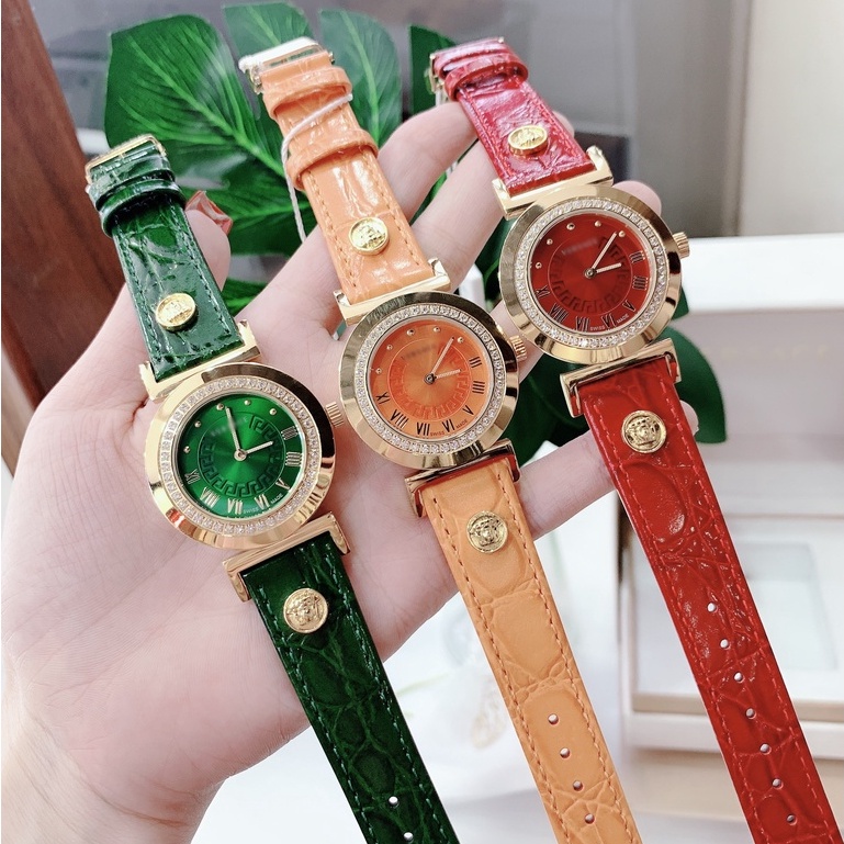 Đồng Hồ Nữ VANITY Dây Da , Viền Nạm Đá , Size 36mm