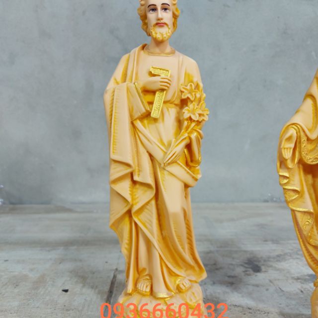 Tượng Thánh Giuse thợ 40cm màu gỗ composite tượng công giáo