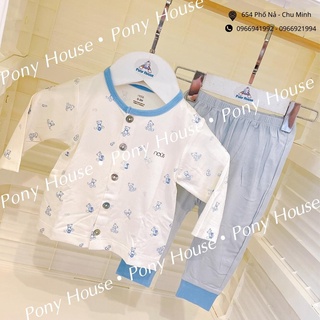 Bộ Quần Áo Dài Tay Nous Cài Thẳng (Cài Giữa) Nu Petit Màu Xanh Size Cho Bé 0-3 Tháng Đến 9-12 Tháng (0M-3M-6M-9M-12M)