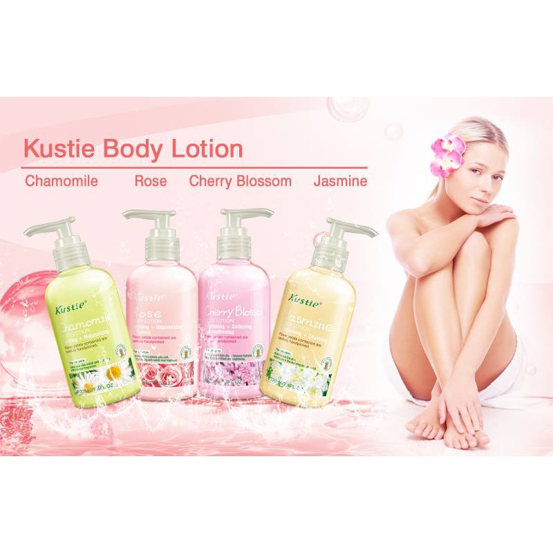 [ DEAL SỐC ] Sữa dưỡng thể cấp ẩm giúp khô thoáng da chiết xuất cánh hoa tự nhiên KUSTIE LOTION 220ml