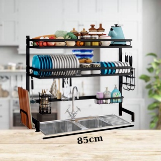 Kệ Để Bát Đĩa Đa Năng Thông Minh - Giá Để Đồ Chén Đĩa Dài 85cm Trên Bồn Rửa Bát Thép Carbon Sơn Đen Cao Cấp