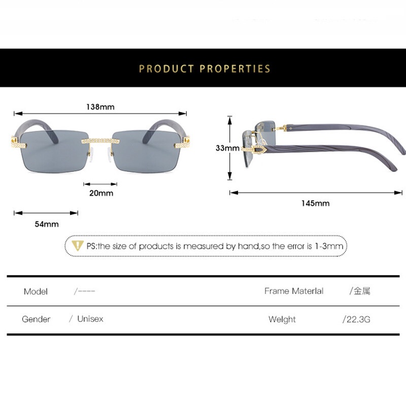 Kính Mát Gọng Vuông Đính Đá Chất Lượng Cao Phong Cách Âu Mỹ Thời Trang