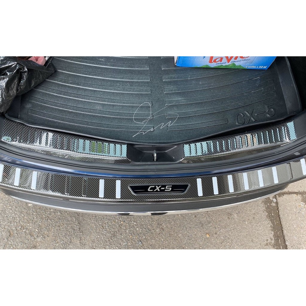 Ốp bậc cửa, bậc cốp Mazda CX5 2018 2019 2020 2021 2022 2023 - Carbon