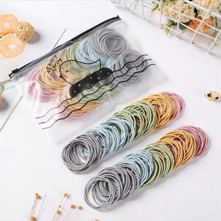 Sét 100 chun buộc tóc phong cách Hàn Quốc túi zip