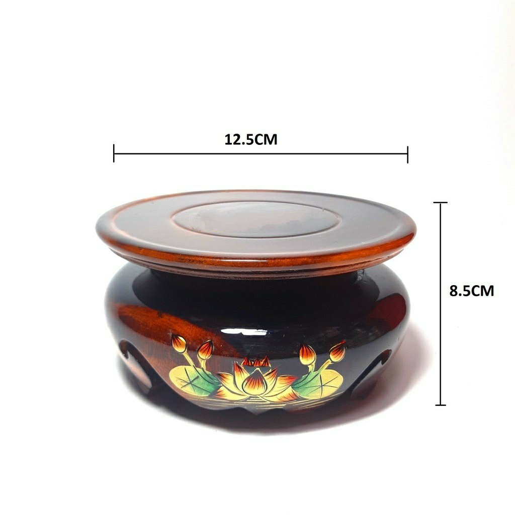 Đế gỗ tròn kê tượng thờ đế gỗ kê bát hương kỷ tròn gỗ hoa sen nổi