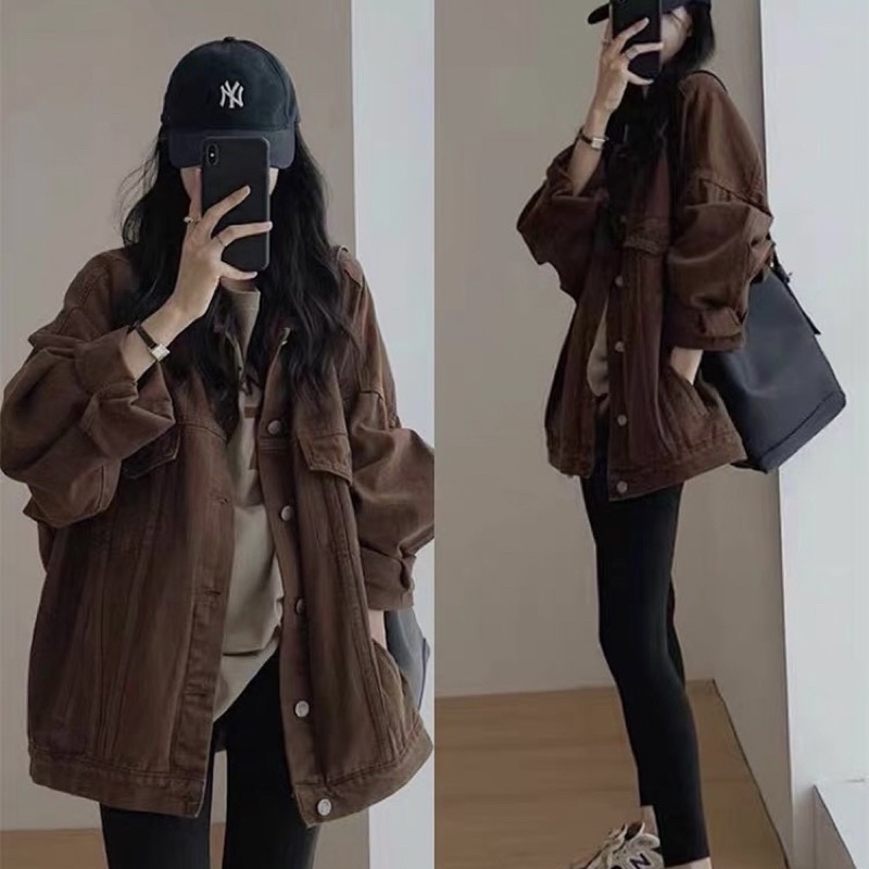 Áo khoác jean trơn form rộng oversize nam nữ chất đẹp