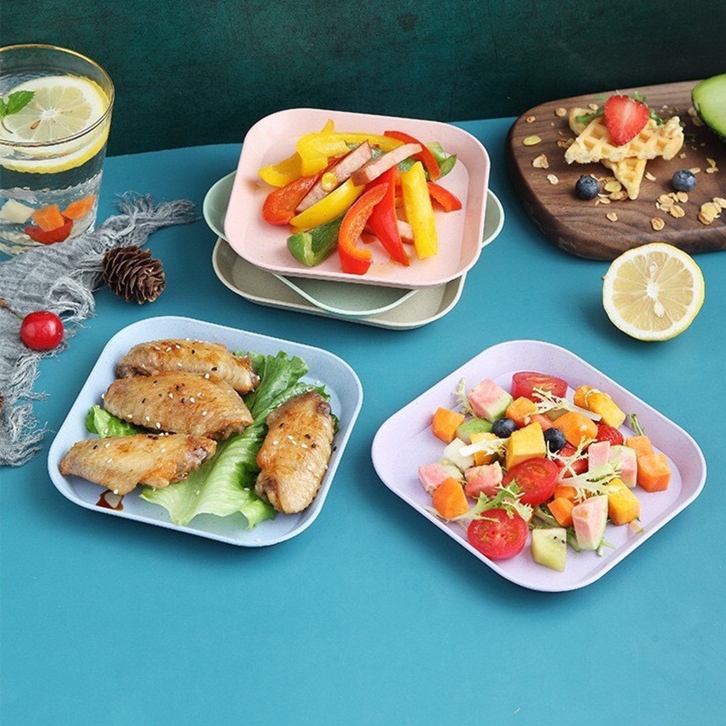 [Combo 8] Đĩa Lúa Mạch Vuông 15 Cm Chất Liệu Nhựa Lúa Mạch Sinh Học An Toàn Cho Sức Khoẻ