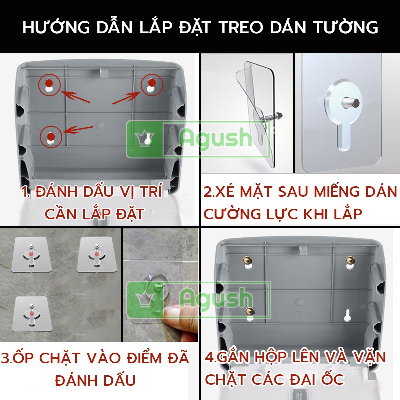 Hộp đựng khăn giấy rút vuông treo dán tường INTERHASA E6002 đa năng tiện lợi nhựa sang trọng nhà tắm vệ sinh toilet