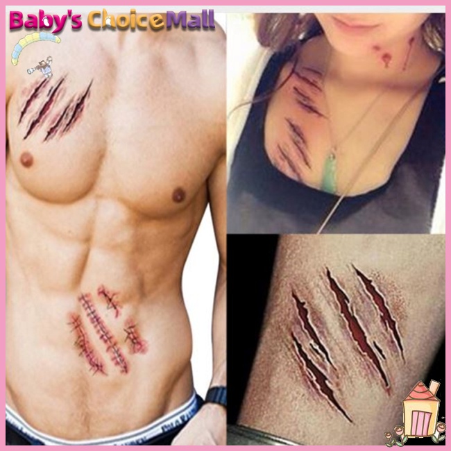 Miếng Dán Hình Xăm Giả Vết Thương Máu Giả Chống Thấm Nước Trang Điểm Halloween RC2251 10.56CM