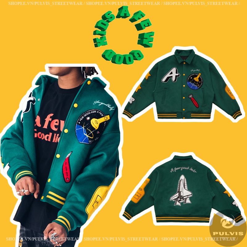 ⚡️ - Áo Varsity Jacket DONCARE ROCKET COLLAGE JACKET, Áo khoác bomber DONCARE Varsity