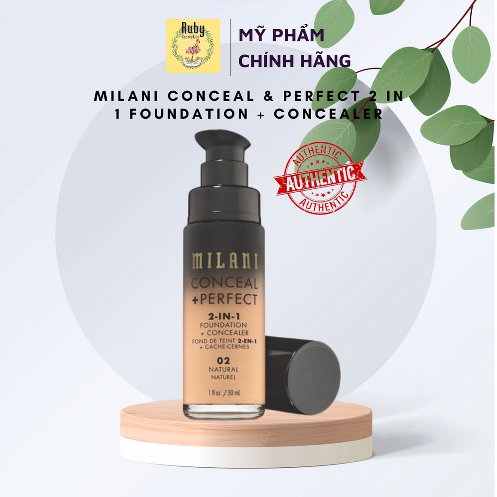 Kem Nền Milani CONCEAL + PERFECT 2 In 1  Foundation + Concealer