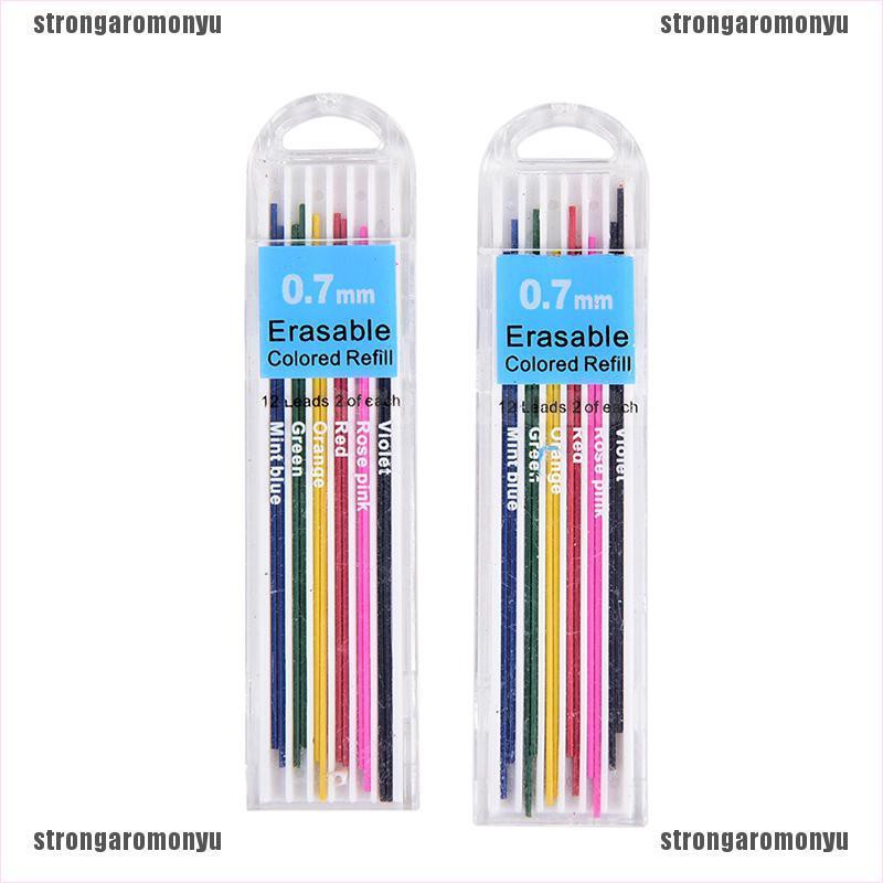 1 Hộp Bút Chì Bấm Màu Ngòi 0.7mm Có Thể Xóa Tiện Dụng Cho Học Sinh