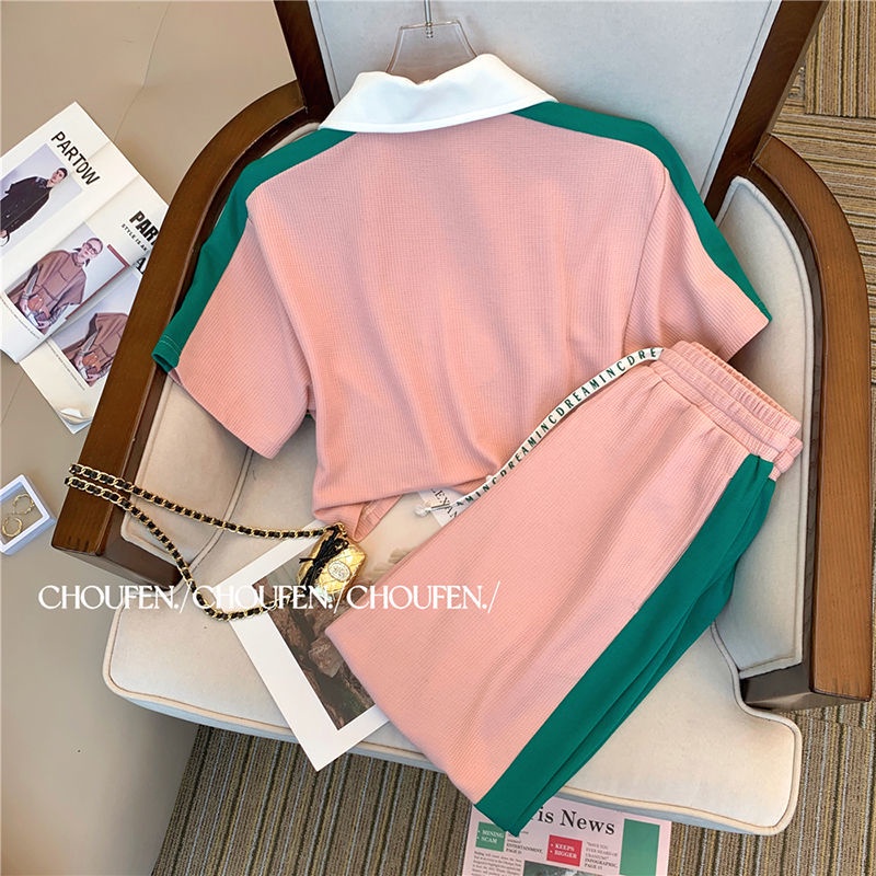 Set Đồ Thể Thao Áo polo Có Khóa Kéo + Quần Short Ống Rộng Phong Cách Châu Âu Thời Trang Mùa Hè Mới Cho Nữ