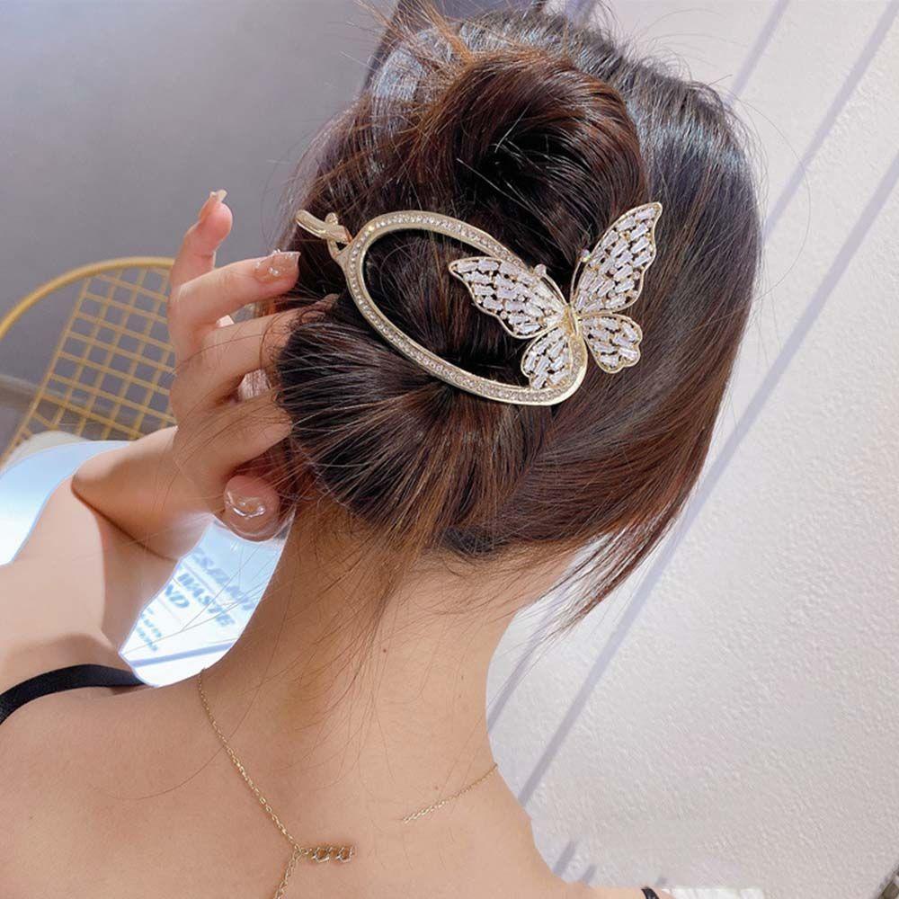 Kẹp Tóc Bướm Lớn Bằng Hợp Kim Phong Cách Hàn Quốc Sang Trọng Cho Nữ|Kẹp Tóc Đính Đá Lấp Lánh