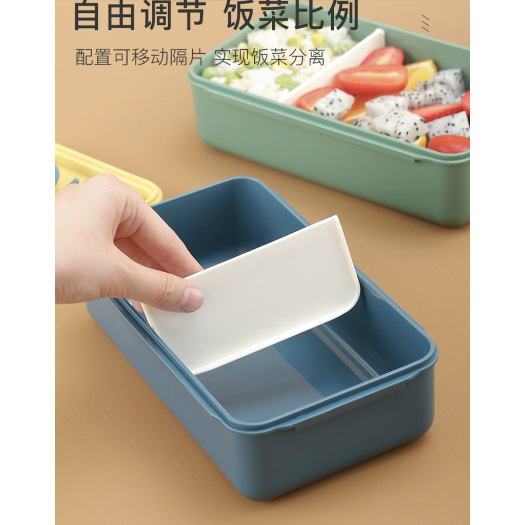 Hộp cơm lúa mạch 2 ngăn kèm thìa đũa